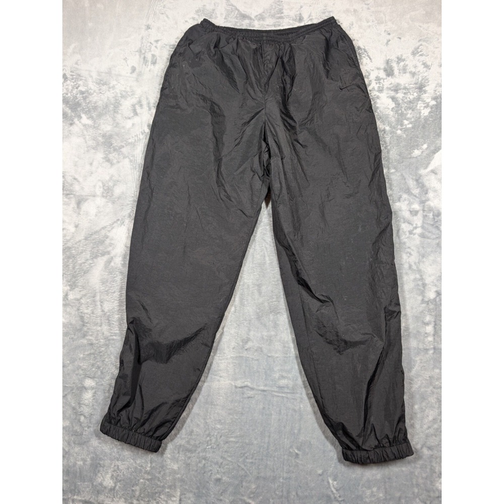 Vintage Nike Track Pants Mens Large Black Lined Ankle Cuff Drawstring 90s